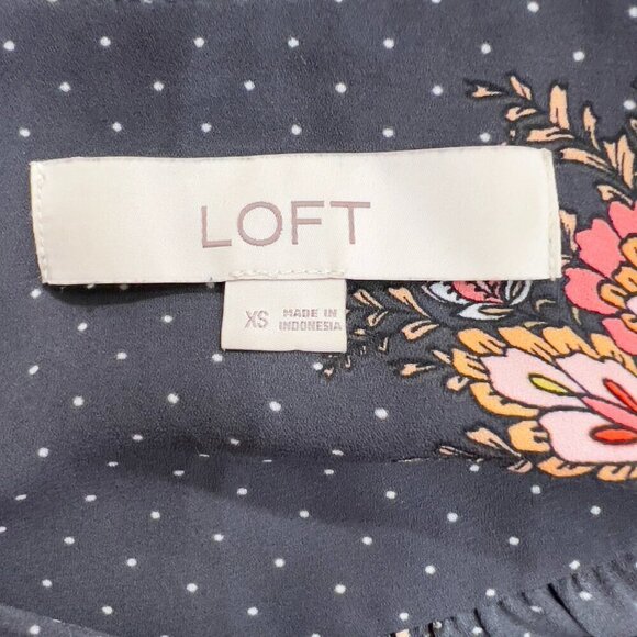 LOFT Polka Dot Floral Peasant Top/Blouse Size XS - Picture 4 of 6